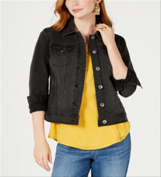 Style & Co Women's Denim Jacket Black Size -Petite L