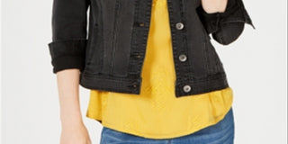 Style & Co Women's Denim Jacket Black Size -Petite L