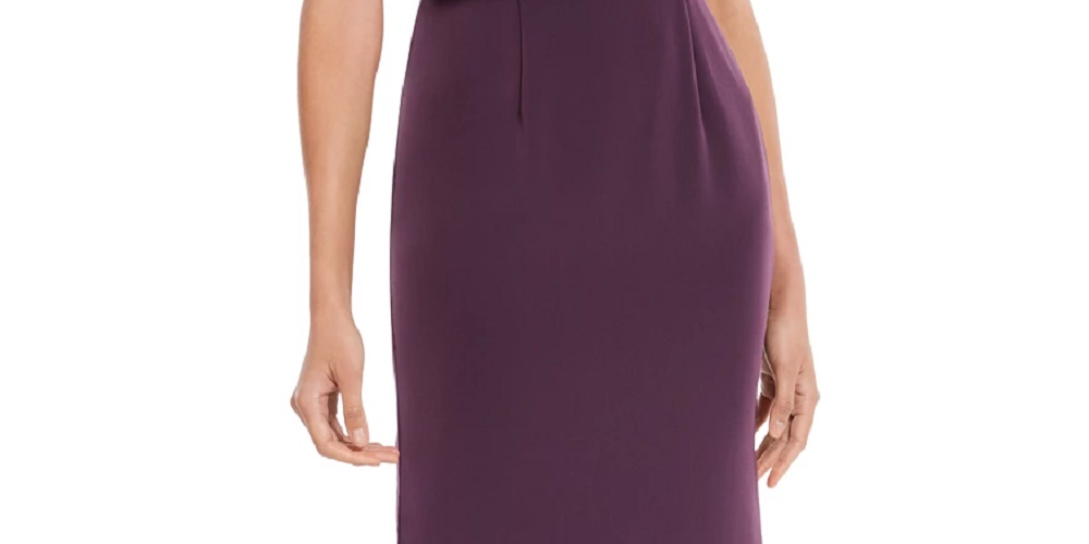 Adrianna Papell Women's Slitted Solid Sleeveless Cowl Neck Straight Leg Evening Dress Purple Size 6