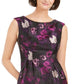 Jessica Howard Women's Floral-Jacquard Fit & Flare Dress Gray Size 14 Petite