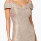R & M Richards Women's Off-The-Shoulder  Lace Gown Beige Size 8 Petite