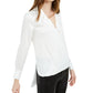 Bar III Women's Notched-Collar High-Low Top White Size X-Small