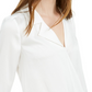Bar III Women's Notched-Collar High-Low Top White Size X-Small