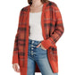 Lucky Brand Women's Plaid Open Front Cardigan Sweater Medium Red Size Medium