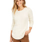 Charter Club Women's Textured Long Sleeve Jewel Neck T-Shirt Vanilla Bean Size Petite X-Large