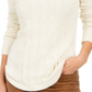 Charter Club Women's Textured Long Sleeve Jewel Neck T-Shirt Vanilla Bean Size Petite X-Large