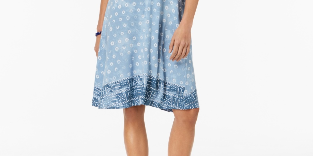 Style & Co Women's Cross-Back Dress Blue Size Medium