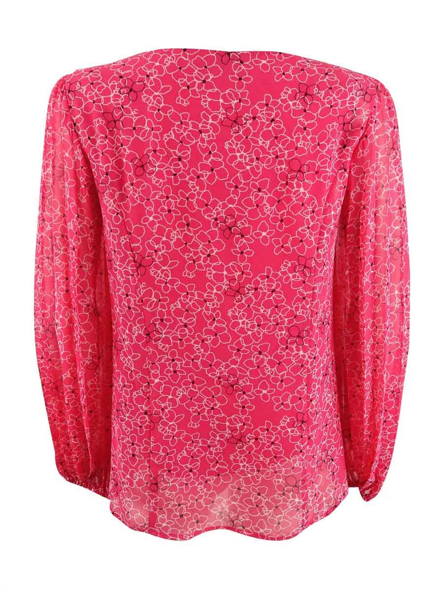 Alfani Women's Floral Print Pleat Sleeve Top Pink Size Petite Small