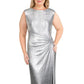 Ralph Lauren Women's Ilianna Metallic Gathered Evening Dress Gray Size 10