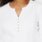 Karen Scott Women's Eyelet Front Cotton Henley Top White Size Petite Large