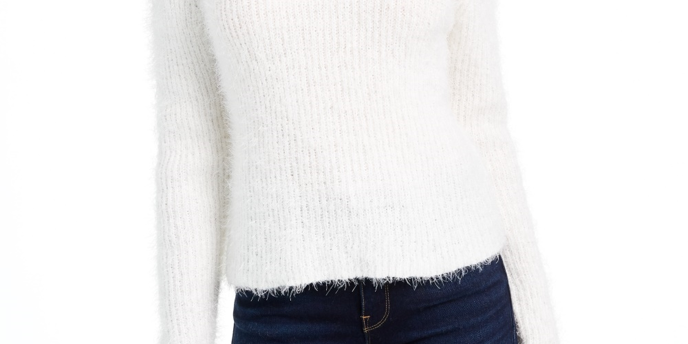 Planet Gold Juniors' Eyelash Mock-Neck Sweater Beigekhaki Size X-Large