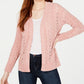 Hippie Rose Juniors' Pointelle-Knit Chenille Cardigan Pink Size Large