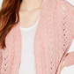 Hippie Rose Juniors' Pointelle-Knit Chenille Cardigan Pink Size Large
