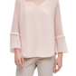 Calvin Klein Women's Sheer Bell-Sleeve Blouse Pink Size X-Large