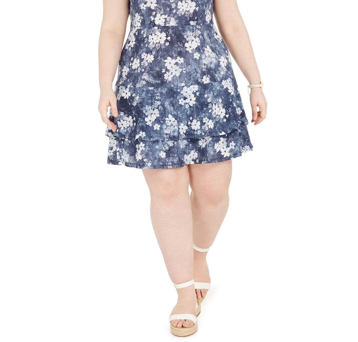 Michael Kors Women's Plus Size Double-Tiered Dress Blue Size 2X