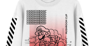 Hybrid Mario Mushroom Champ Men's Graphic Sweatshirt White Size Small