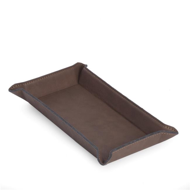 Bey-Berk Men's Rustic Leatherette Rectangular Valet Tray Brown Size Regular