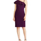 Ralph Lauren Women's Embellished Short Sleeve Asymmetrical Neckline Short Sheath Cocktail Dress Purple Size 10