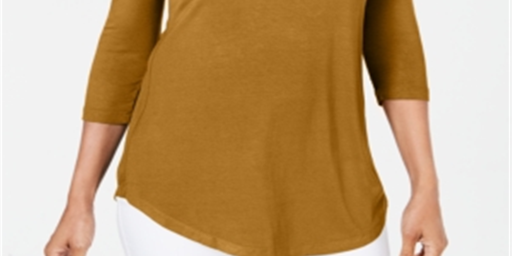 JM Collection Women's Cold Shoulder Long Sleeves Blouse Mustard Size Petite Small