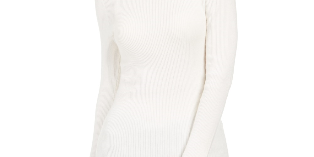 Style & Co Women's Ribbed Turtleneck Sweater  White Size Large