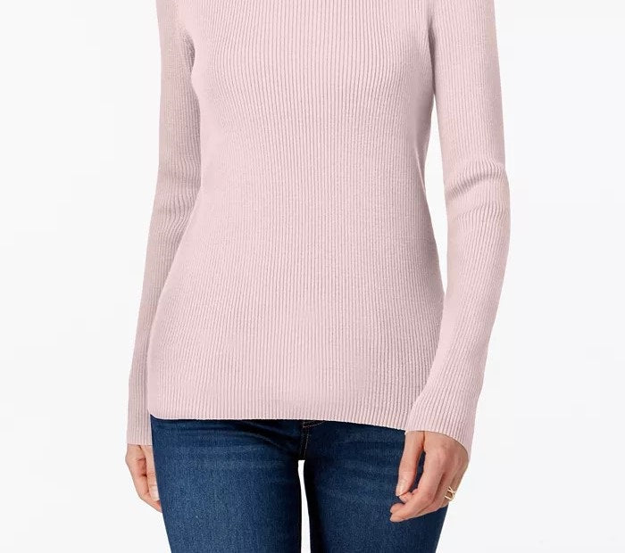Karen Scott Women's Cotton Ribbed Turtleneck Top Pink Size XX Large