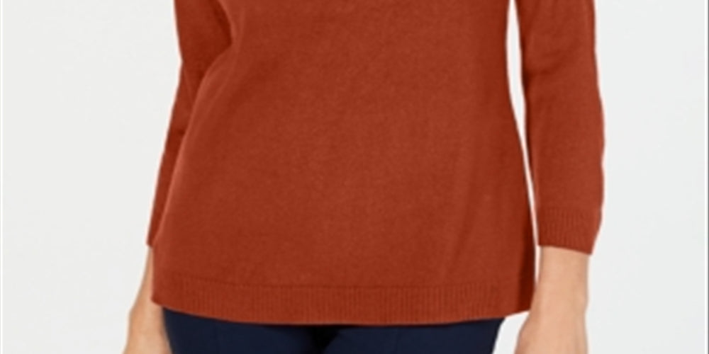 Karen Scott Women's V Neck Sweater Brown Size Petite Small