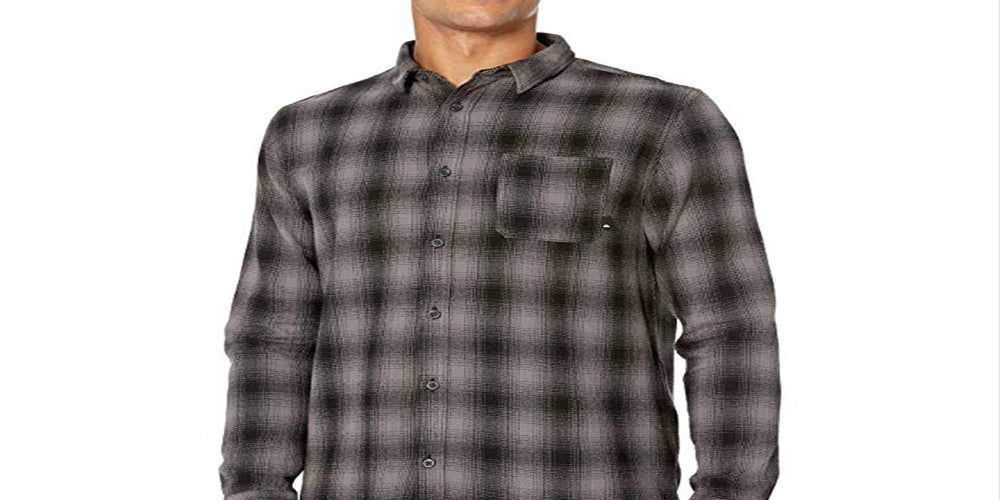 Quiksilver Men's Check Long Sleeve Button Down Shirt Black Size Small