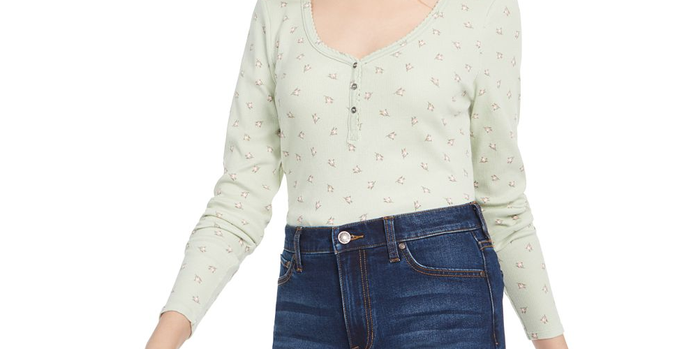 Ultra Flirt Junior's Scallop Edge Henley Shirts White Size X-Large