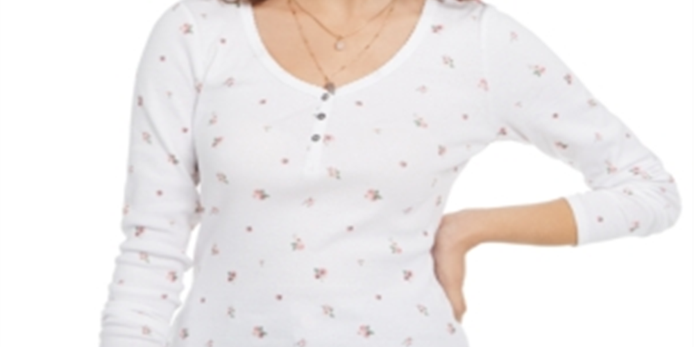 Ultra Flirt Junior's Scallop Edge Henley Shirts White Size X-Large