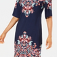 JM Collection Women's Printed Slit-Sleeve Dress Blue Multi  Size Petite S