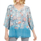 JM Collection Women's Split Neck Chiffon Tunic Teal  Size X-Small