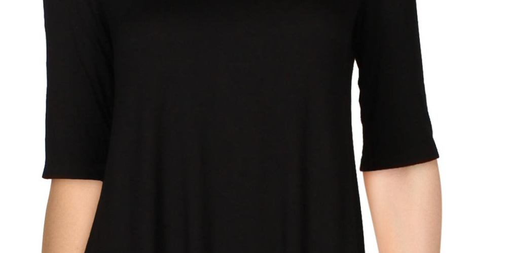 Alfani Women's V Neck Swing Tunic Top Black Size X-Small