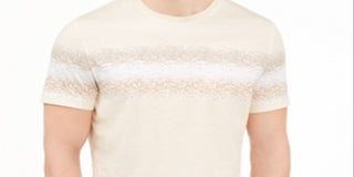 Alfani Men's Crewneck Striped T-Shirt Brown Size Large