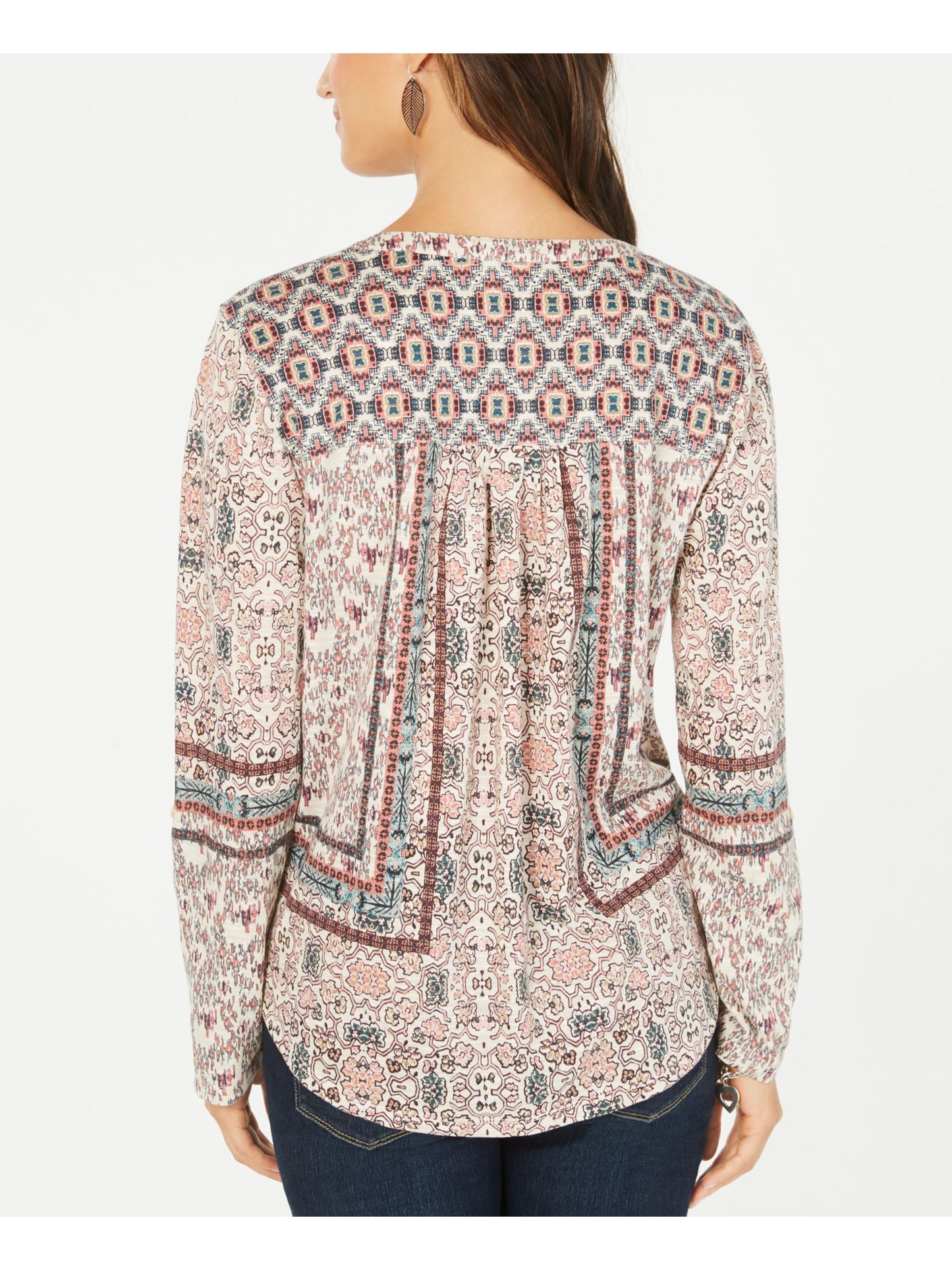 Style & Co Women's Cuffed Blouse Top Brown Size X-Small