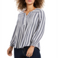 Style & Co Women's Striped Pintucked Top Blue Size X-Small