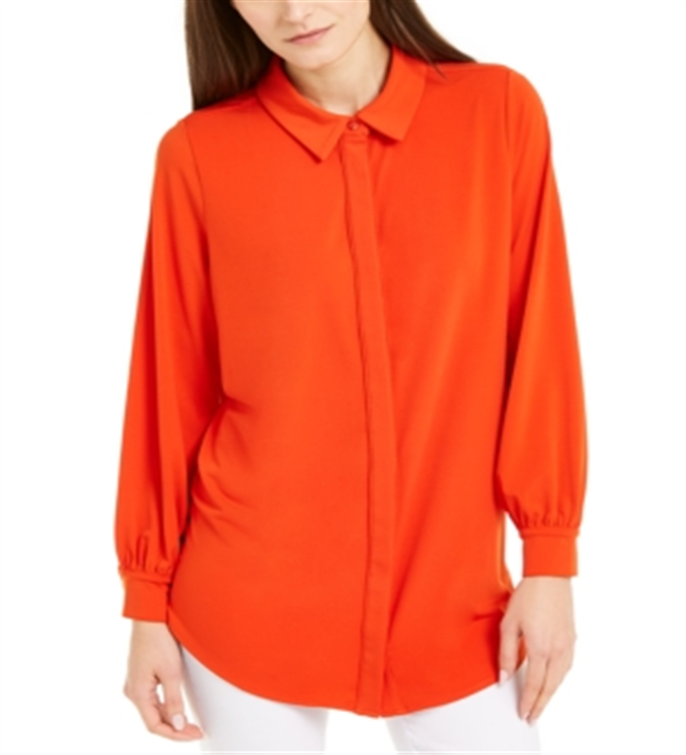 Alfani Women's Button up Shirt Orange  Size -M