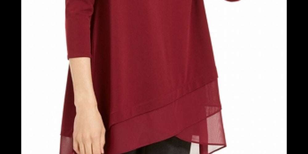 Alfani Women's Crossover Hem Knit Top Red Size Small