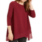 Alfani Women's Crossover Hem Knit Top Red Size Small