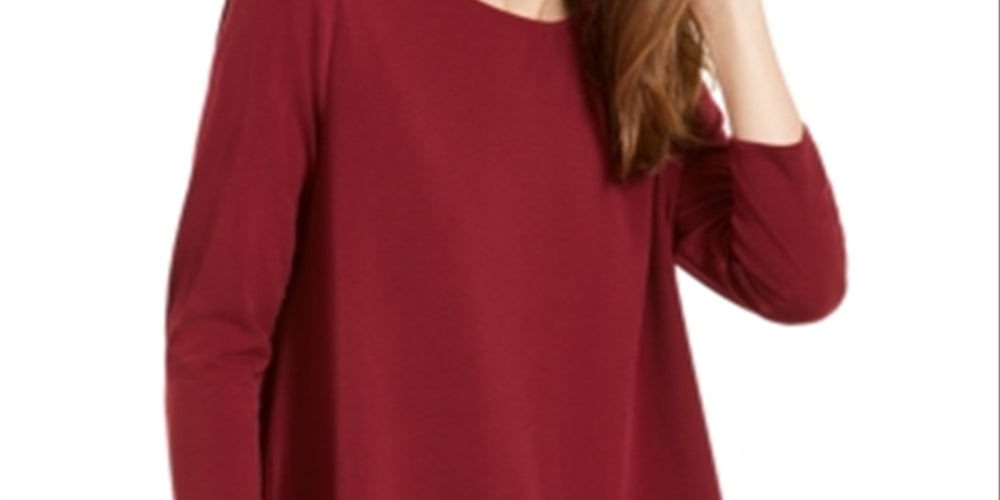 Alfani Women's Crossover Hem Knit Top Red Size Small