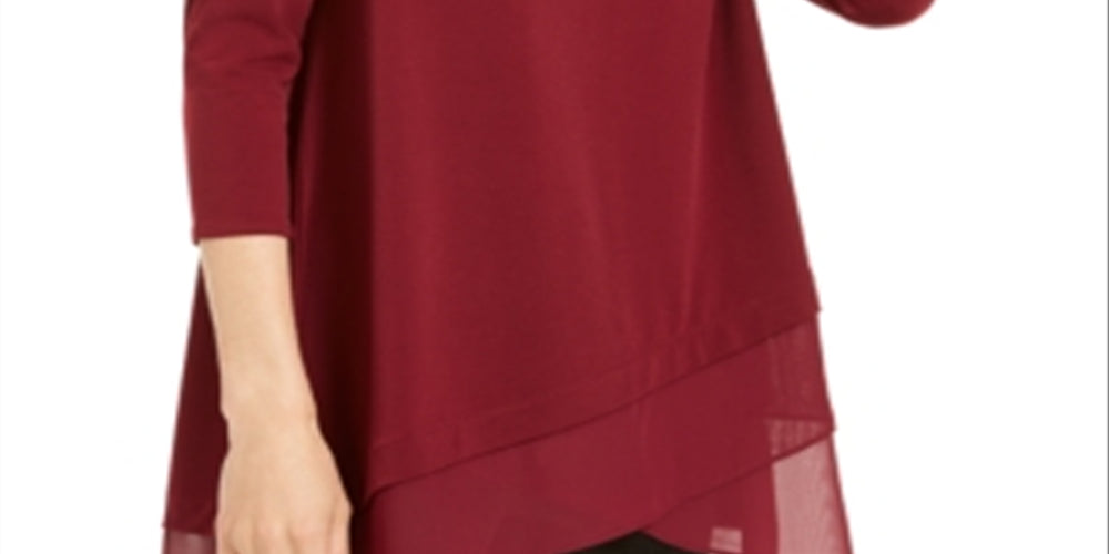 Alfani Women's Crossover Hem Knit Top Red Size Small