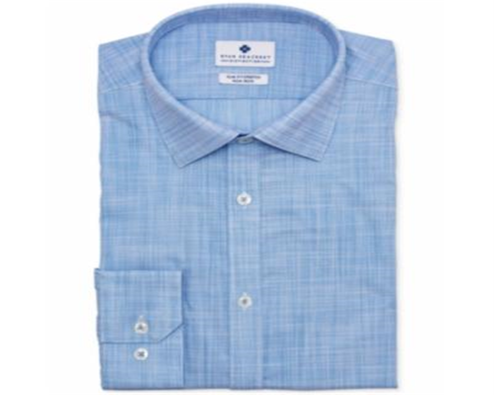 Ryan Seacrest Distinction Men's Slim Fit Stretch Woven Plaid Dress Shirt Blue Size 15
