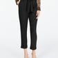 INC International Concepts Women's Belted Zippered Cropped Evening Pants Black Size 4