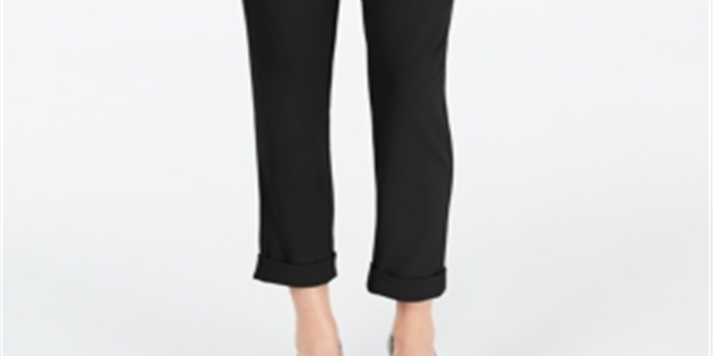 INC International Concepts Women's Belted Zippered Cropped Evening Pants Black Size 4