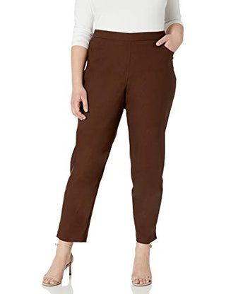 Alfred Dunner Women's Allure Slimming Stretch Pants Brown Size 6 Petite