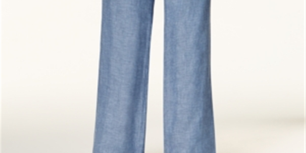 Charter Club Women's Linen Drawstring Pants Blue Size Petite Large