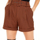 Bar III Women's Shorts Plaid Belted Brown Size 4