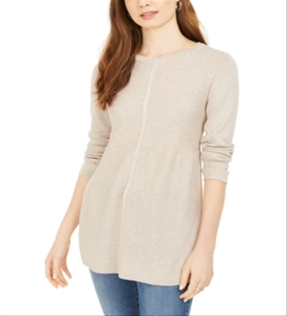Style & Co Women's Mixed Stitch Tunic Sweater Beige Size Petite L