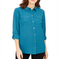 Charter Club Women's Two Pocket Shirt Blue Size X-Large
