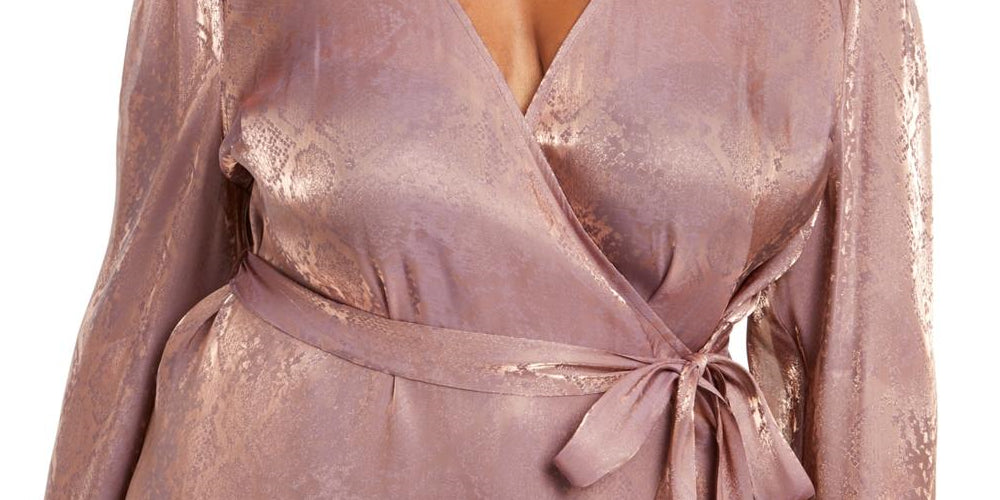 INC International Concepts Women's Metallic Snake Print Blouse Pink Size 2X