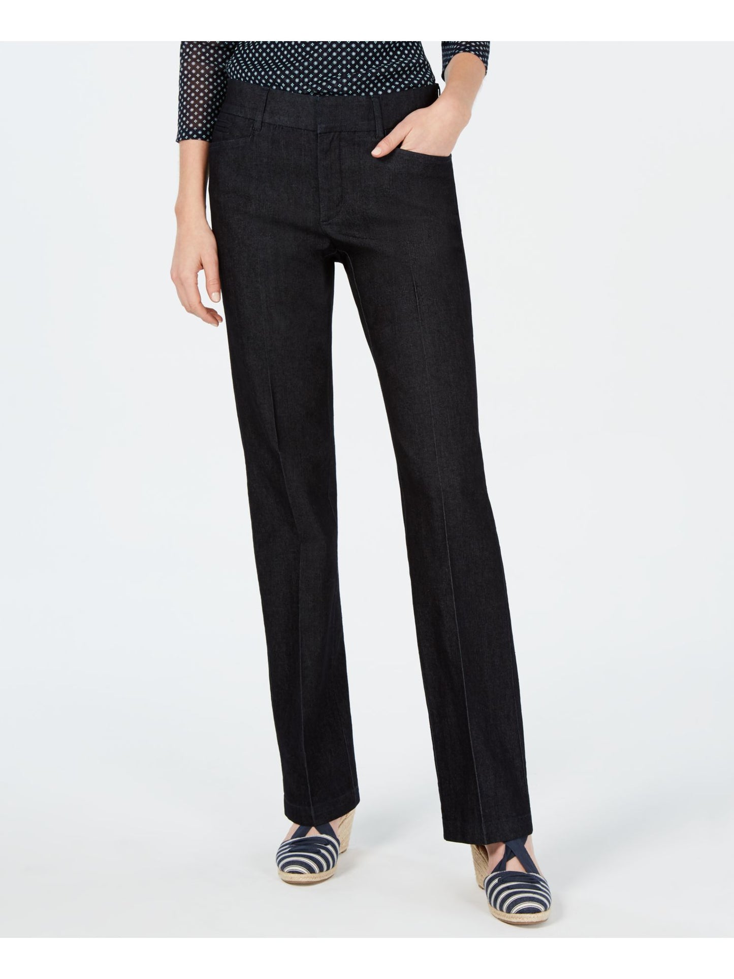 Charter Club Women's Pocketed Tummy Slimming Wear to Work Pants Black Size 12